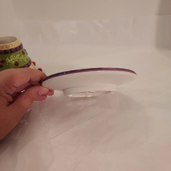 Yankee Candle Christmas Jingle Bell & Quilt Small Jar Shade and Matching Plate - Picture 8 of 9